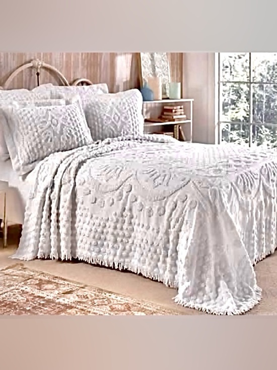 -Stylemaster by Belle Maison Other - Chenille 100% Cotton Oversized Bedspread Shams Fringe/Vintage,Retired-NIP!